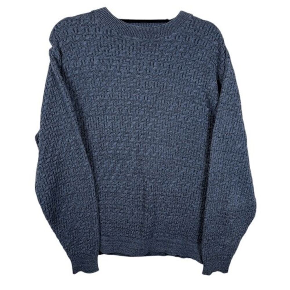 Oscar de la Renta Men's Basketweave Sweater‎ Marled Blue Size Medium